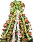 Coroa de flores de laço com cobertura de árvore de Natal, 120 cm, grande, vermelha, verde, glitt