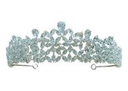 Coroa Tiara Porta Coque Cabelo Noiva Prata Pedra Zirconia