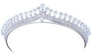 Coroa Tiara Porta Coque Noiva Strass E Zirconia Prata Luxo