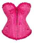 Corpete Corset Corselet Cinta Floral Rosa Pink M605