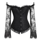 Corset Corpete Corselet com Choker Ziper Preto M398 | Metal Music