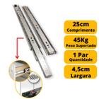 Corrediça Telescópica Gaveta Reforçada 25Cm 3 Pares 45Kg