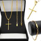 Corrente banhada aço inox + pulseira + pingente crucifixo presente original religioso estiloso casual qualidade premium