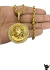 Corrente Cadeado 4Mm + Pingente Rosto Cristo Banhado A Ouro