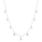 Corrente Colar Feminino Choker Com Pingentes Gotas De Prata 925