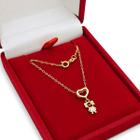 Corrente Com Pingente Criança de Ouro 18k Americana 40cm Cordão Colar Gargantilha Feminina