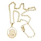 Corrente Com Pingente Face De Cristo Banhada 18K