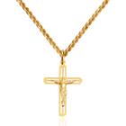 Corrente Cordão Baiano Com Pingente Cruz Crucifixo Ouro 18k