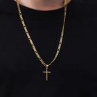 Corrente cordão masculino 3x1 60/70cm + pingente cruz banhado a ouro 18k mimoo joias
