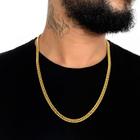 Corrente Cordão Masculino Elo Duplo 6mm Banhada Ouro 18k Colar Moderno Estiloso