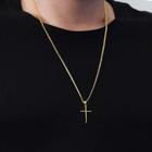 Corrente cordão masculino grumet 60/70cm + pingente cruz banhado a ouro 18k mimoo joias