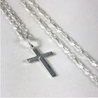 Corrente Cordão Masculino Prata Maciça 925 Bloco 60cm Cruz