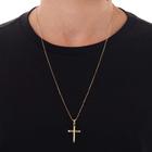 Corrente cordão masculino veneziana 70cm + pingente crucifixo banhado a ouro 18k mimoo joias