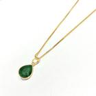 Corrente de Ouro 18k Veneziana 40cm com Pingente Gota Zircônia Colar Cordão Gargantilha Feminina