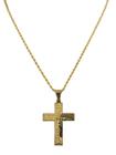 Corrente E Crucifixo Unissex Alto Relevo Banhado Ouro R: 313-V21