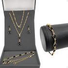 Corrente Feminina Veneziana + brincos + pulseira + pingente moda dourada banhada aço inoxidável