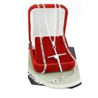 Corrente Masculina 70Cm 2Mm + Cruz 40Mm Folheada Prata Cr430