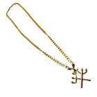 Corrente Pingente Tridentes Pomba Gira E Exu 3 Cm Dourado