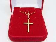 Corrente Veneziana 45cm Pingente Crucifixo Ouro 18k 750