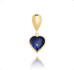 Corrente Veneziana Ouro 18k 750 40cm + Pingente Coração de Zircônia Azul Safira