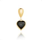 Corrente Veneziana Ouro 18k 750 40cm + Pingente Coração de Zircônia Negra