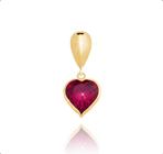 Corrente Veneziana Ouro 18k 750 40cm + Pingente Coração de Zircônia Vermelha