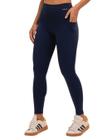 Corsário Legging Capri Calça Fitness Emana Poliamida com Bolso Azul Marinho