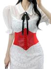 Corset Cinto Corpete Corselet Espartilho Elástico Couro Pu