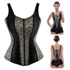 Corset Corpete Corselet Espartilho Modelador Redutor Alça Creme com Preto M165