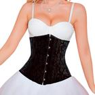 Corset Corselet Cinta Modeladora Redutora Underbust Barbatana Aço Linha Floral Preto M673