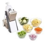 Cortador Multifuncional 5 Funções Plástico Aço Inox Fatiador Descascador Legumes Frutas