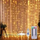 Cortina 300 Leds 3m x 3m Decoração Branco Quente USB