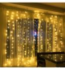 Cortina 300 leds warm fixo tom. m/mf 127v 3x2m