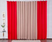 Cortina 300X280 Com Ilhós P Sala Malha Gel - Vermelho/Avelã