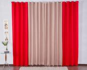 Cortina 300X280 Com Ilhós P Sala Malha Gel - Vermelho/Avelã