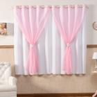 Cortina Baby Com Voil 200X170 Quarto Criança -Coroa Rosa