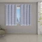 Cortina Blackout Cinza Voil Xadrez 2,8 x 1,6 Sala Quarto