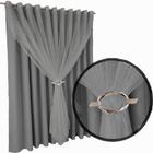 cortina blackout em tecido Fiori 5,00 x 2,70 c/voal preto