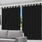 Cortina Blackout Preto 280X280Cm Corta Luz Estilo Para Sala