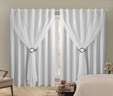 Cortina Blackout PVC 2,00x2,50 Sala e Quarto Com Tecido Voil Fivela Cromada Varão Simples