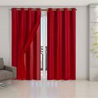 Cortina Blackout PVC com Tecido Voil 2,80 m x 2,30 m - Vermelho