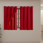 Cortina Blackout PVC com Tecido Voil 2,80 x 1,60 Vermelho - Eddi Casa