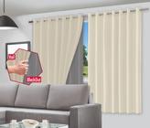 Cortina Blecaute Blackout c/ Voil Corta luz 100% PVC 280x220cm Com Ilhós Para Varão Quarto Sala Escritório - Envio Imediato