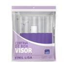 Cortina Box Banheiro 1,35X2,00 Com Visor E Ganchos - Lilas - Plast Leo