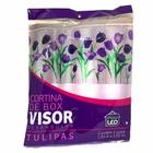 Cortina Box Para Banheiro Vinil Com Visor Tulipas