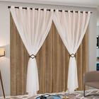 Cortina Cecília 4,00m x 2,50m com 02 Presilhas p/ Varão Simples 3 metros - Avelã / Palha