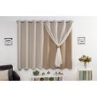 Cortina Corta Luz Com Voil 2,80 X 1,70M Avelã Decoração
