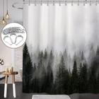 Cortina de chuveiro ORTIGIA Dark Green Misty Forest 180x180cm