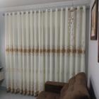 Cortina De Linho Bordado Guipir Forrada Com Microfibra 5,00x2,50