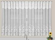Cortina De Renda Cozinha Tulipinhas Jacquard 2,20X1,50cm Com Bandô Cortilester